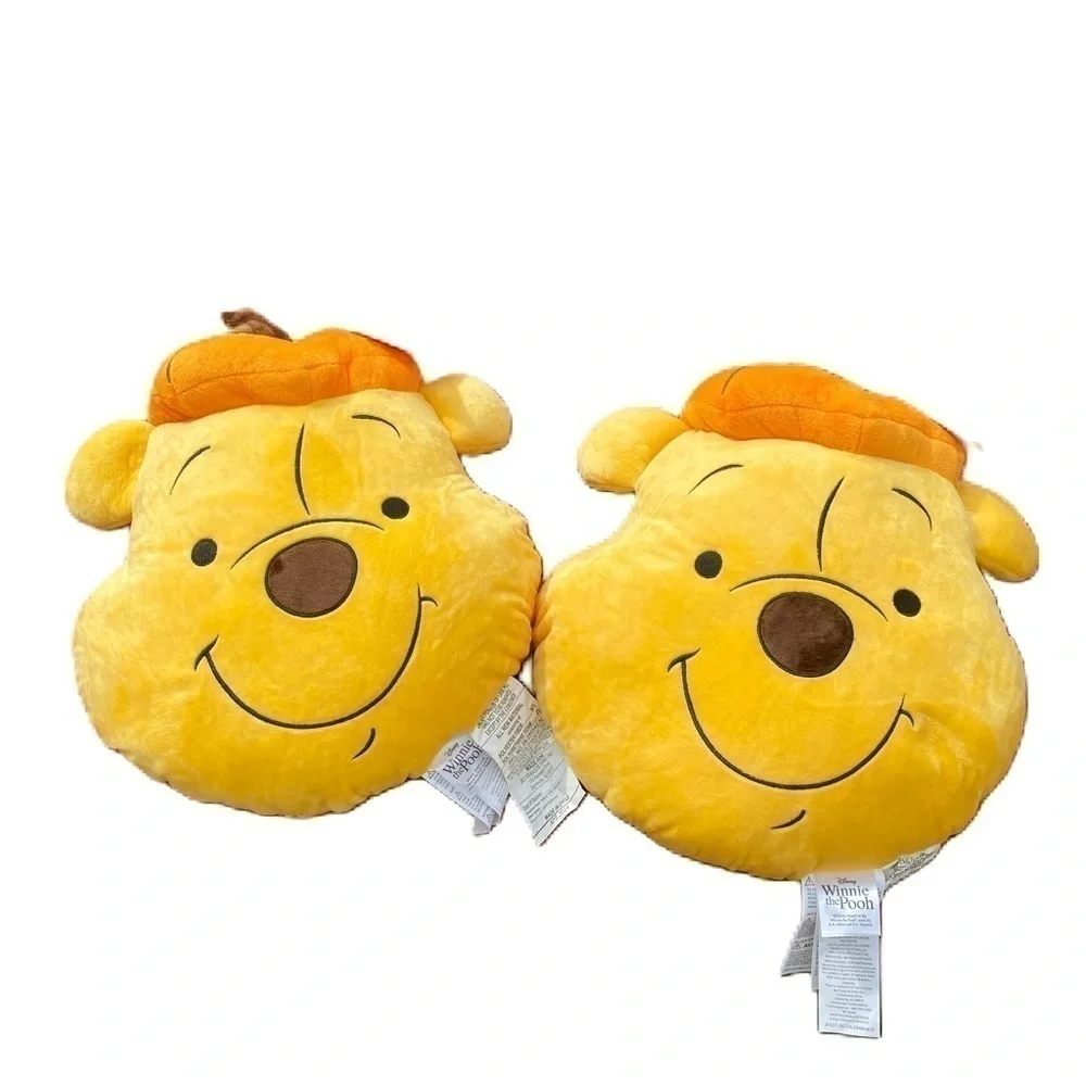 Disney Winnie the Pooh Acorn Fall Face Pillow Halloween Thanksgiving Pair Lot